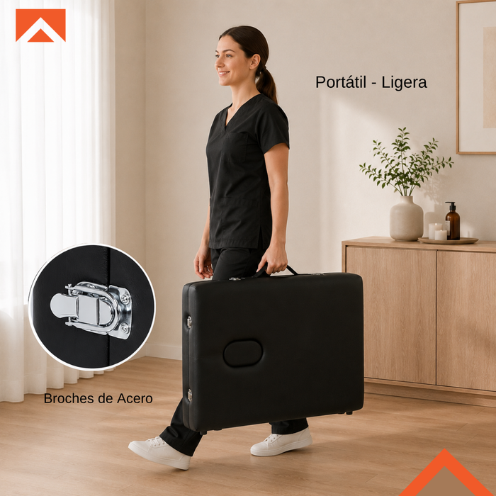 Camilla De Masaje Portátil Plegable Aluminio 2 Cuerpos con Bolso Protector de Traslado