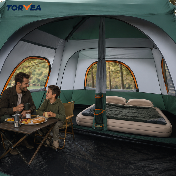 Carpa Camping Tienda Familiar 8 A 12 Personas Impermeable Verde