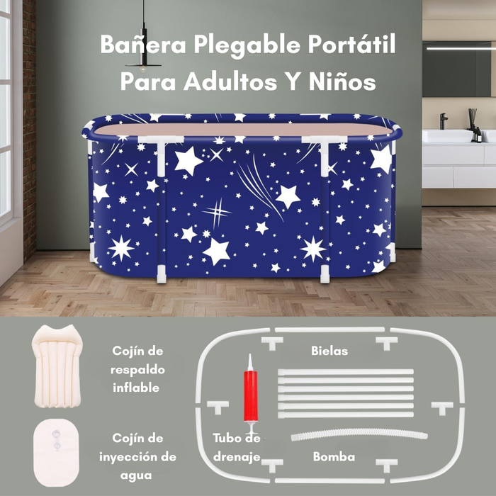 Bañera Plegable Portátil Adultos Y Niños Balde Spa 120×55cm