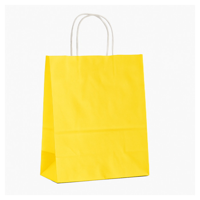 12 Bolsas De Papel Kraft Con Asa 15x21x16cm Colores Liso