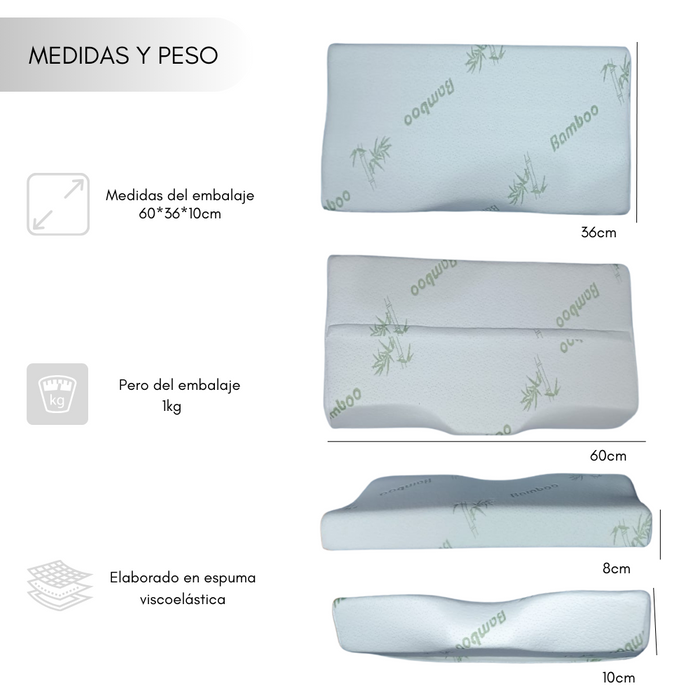 Almohada Viscoelástica Bamboo Salud Cervical 60*36*10cm