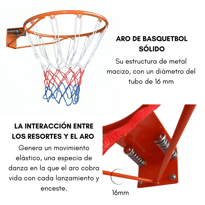 Aro Basquetbol Acero Macizo Retráctil Incluye Resorte Red