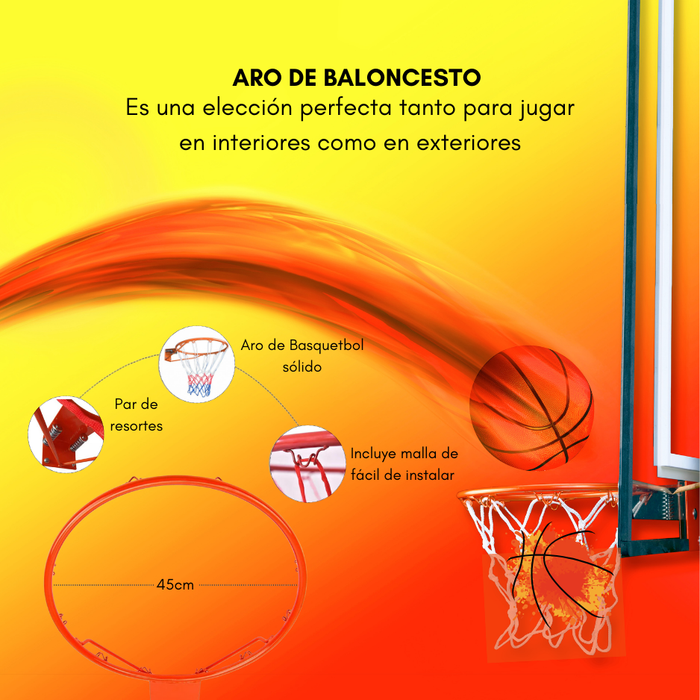 Aro Basquetbol Acero Macizo Retráctil Incluye Resorte Red