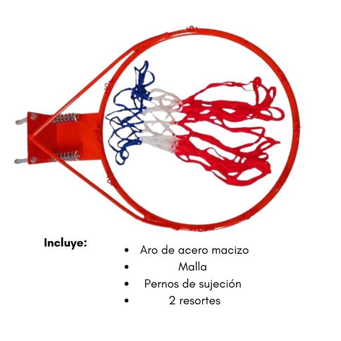 Aro Basquetbol Acero Macizo Retráctil Incluye Resorte Red