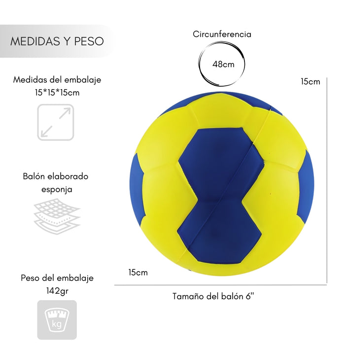 Balon Esponja Pu.handball 6  Amarillo/azul Handbol Espuma