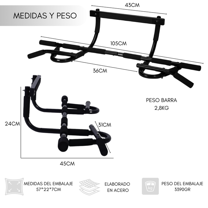 Barra Puerta Dominadas Pull Ups Ejercicios Espalda Abdomen