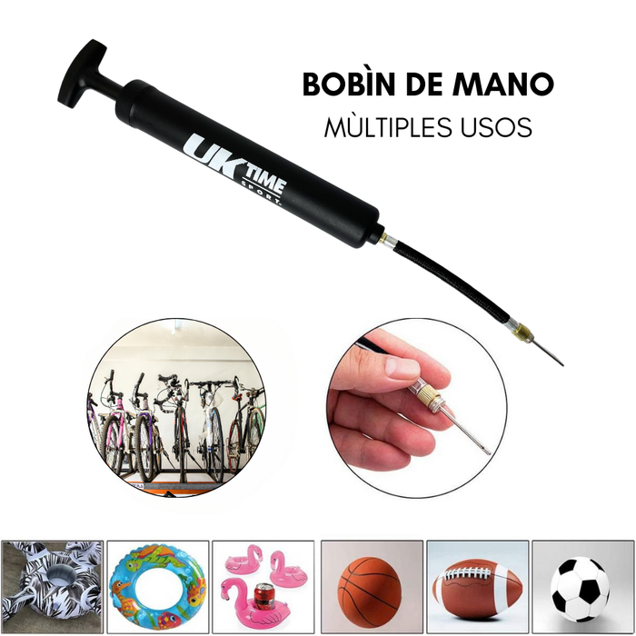 Bombin De Mano Inflador Manual Bicicletas Pelotas Aguja