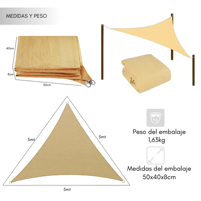 Carpa Toldo Vela Triangular Impermeable Sombreador 5*5*5 mt