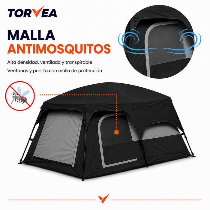 Carpa Camping Tienda Familiar 8 A 12 Personas Impermeable Negro
