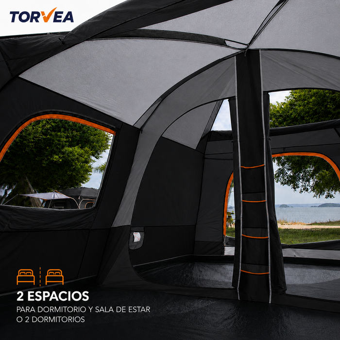 Carpa Camping Tienda Familiar 8 A 12 Personas Impermeable Negro