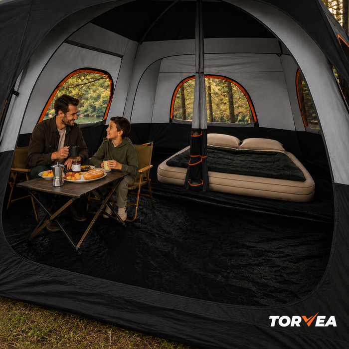 Carpa Camping Tienda Familiar 8 A 12 Personas Impermeable Negro