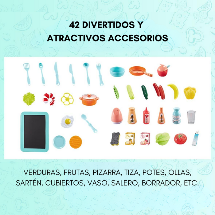 Cocina De Juguete 42 Accesorios Estilo Moderno Rosada