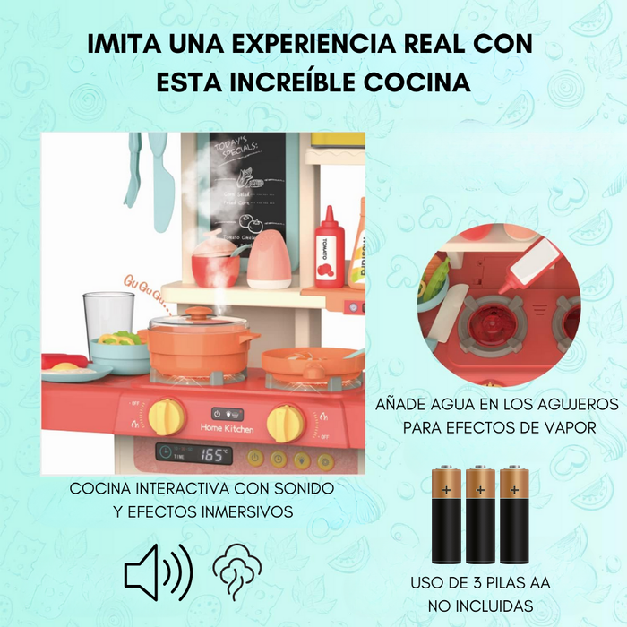 Cocina De Juguete 42 Accesorios Estilo Moderno Rosada