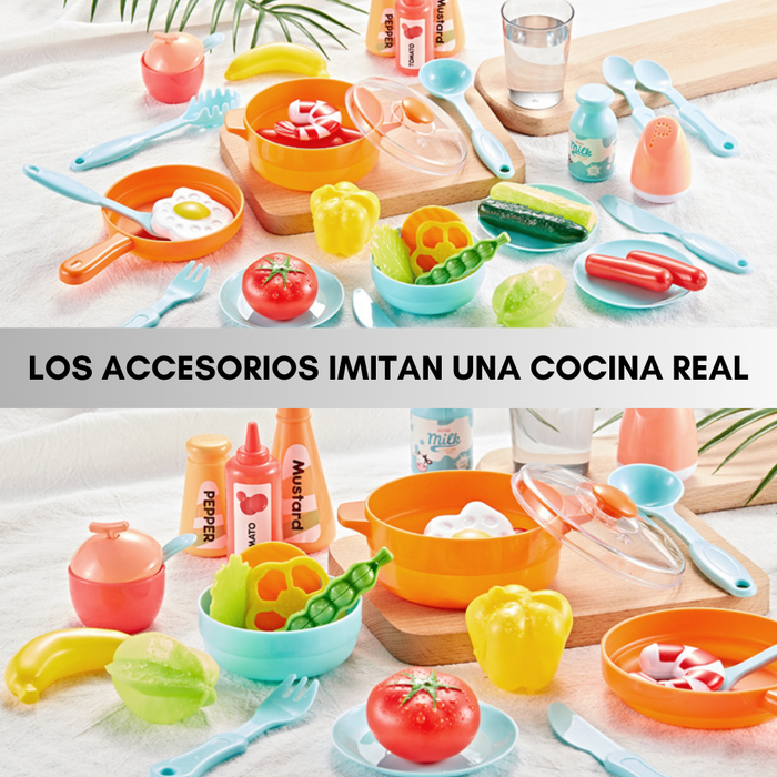 Cocina De Juguete 42 Accesorios Estilo Moderno Rosada