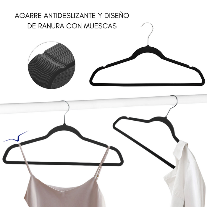 Colgadores De Ropa Ganchos Set 30u Terciopelo Antideslizante