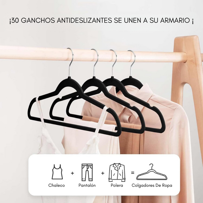 Colgadores De Ropa Ganchos Set 30u Terciopelo Antideslizante