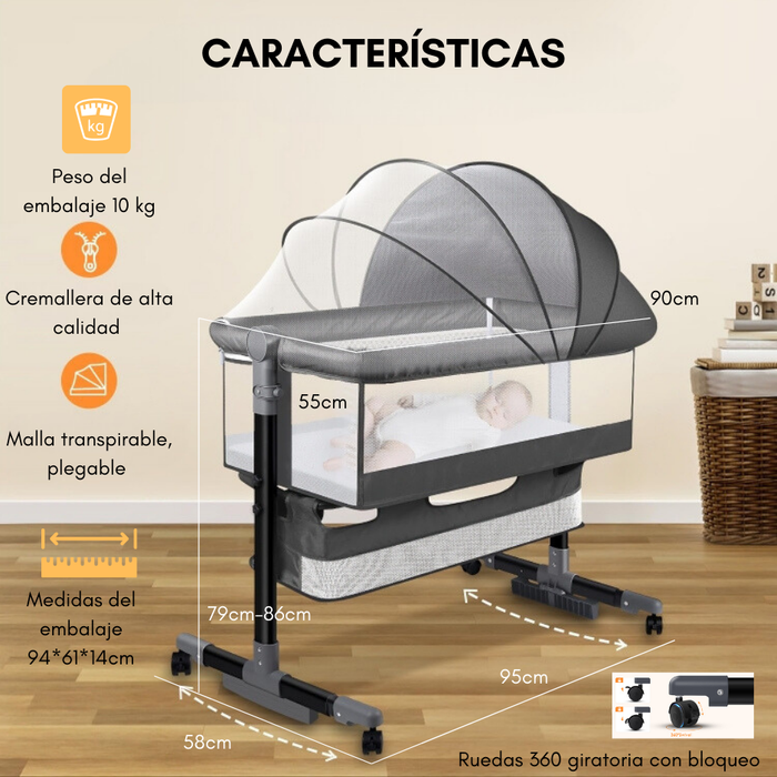 Cuna Moisés Con Colchón Bebé 4 Modos En 1 Con Mosquetero