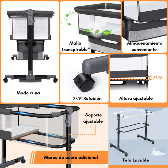 Cuna Moisés Con Colchón Bebé 4 Modos En 1 Con Mosquetero