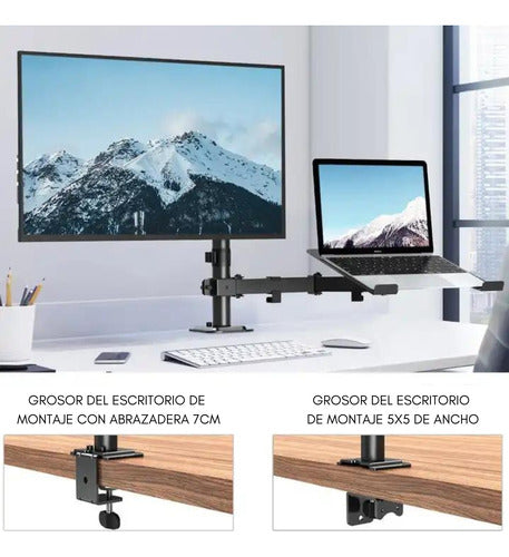 Soporte Monitor Y Notebook Brazo Articulado Escritorio