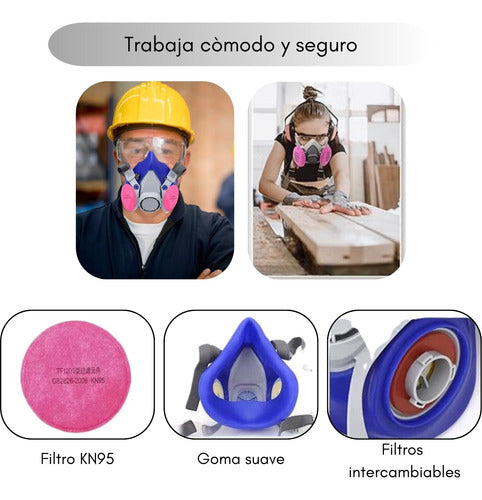 Mascara Respirador Reutilizable Antipolvo Quimicos 4 Filtros