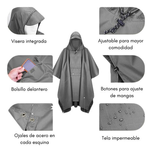 Poncho Impermeable Sin Olor Suave Capa Impermeable 210*140cm