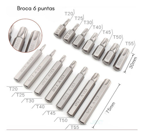 Set Kit Juego Puntas Corto Largo Torx Allen Imbus 40 Piezas