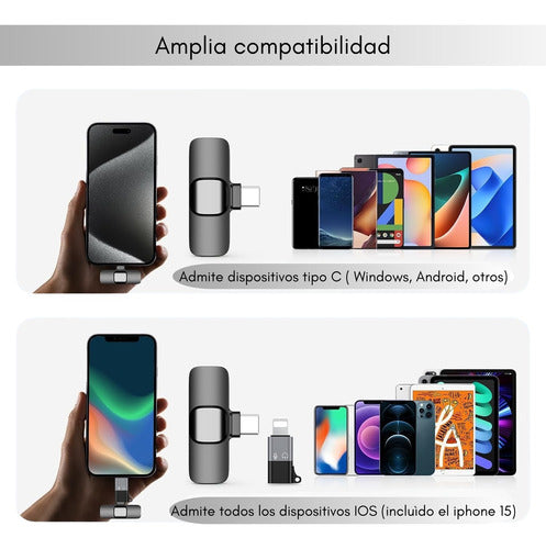 Micrófono Inalámbrico 2 En 1 Para iPhone O Android Tipo C