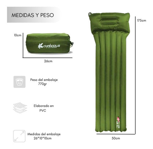 Colchoneta Inflable Plegable Outdoor Camping Trekking Picnic