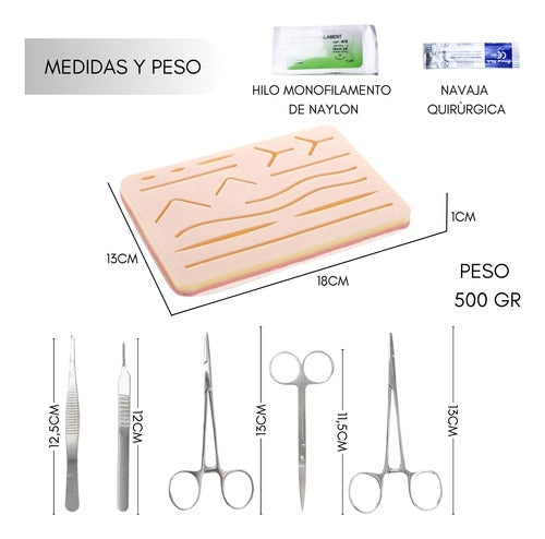 Kit Practica De Suturas Capas 14 Cortes Pinzas Quirurgicas