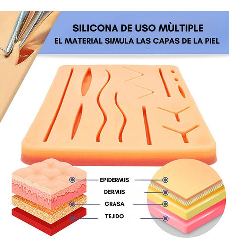 Kit Practica De Suturas Capas 14 Cortes Pinzas Quirurgicas