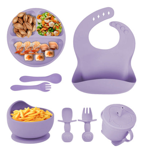 Set De Alimentación Bebe De Silicona Antideslizante Colores