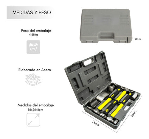 Kit Desabollador Martillo Set 7 Piezas Reparación Carrocería