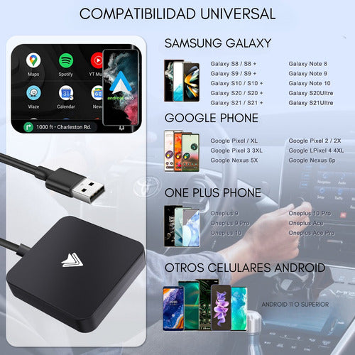 Adaptador Android Auto Inalambrico Wireless Todos Los Autos