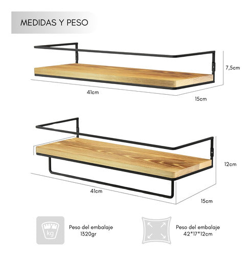 Repisas Flotantes De Madera Modernas Kit X2 Colores