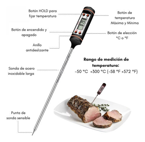 Termómetro Digital Sonda Cocina Temperatura Alimentos Carnes