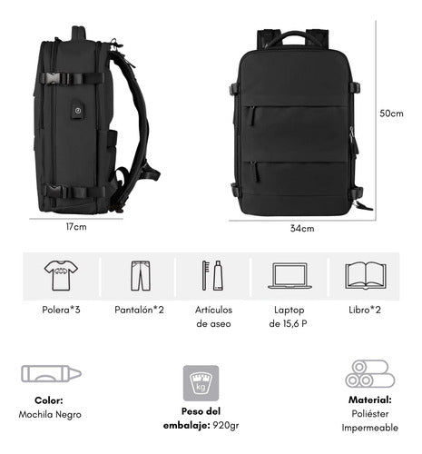 Mochila De Viaje Avión Multifuncional Gran Capacidad 30 Lts