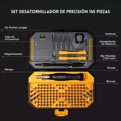 Juego Kit De Destornilladores Precision 145 En1 Desarmadores