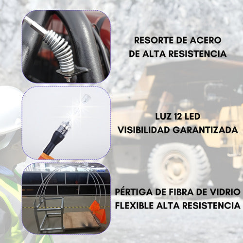 Pértiga Minera 3 Metros Para Camionetas Con Luz Led Minería