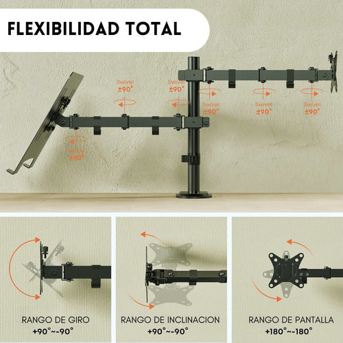 Soporte Monitor Y Notebook Brazo Articulado Escritorio