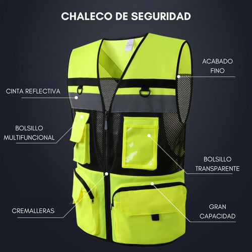 Chaleco Geólogo Amarillo Minero Minería Bolsillos Seguridad