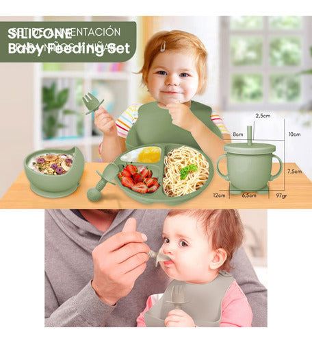 Set De Alimentación Bebe De Silicona Antideslizante Colores