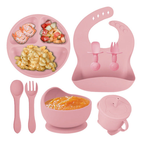 Set De Alimentación Bebe De Silicona Antideslizante Colores