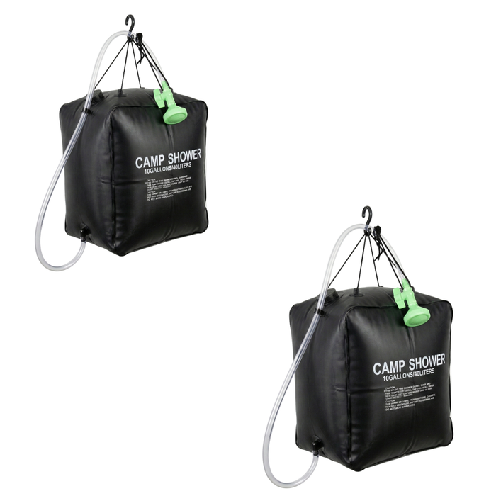 Pack 2 Ducha Portátil Baño Camping Solar Outdoor 40lts Negro