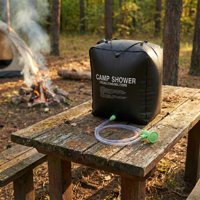 Pack 2 Ducha Portátil Baño Camping Solar Outdoor 40lts Negro