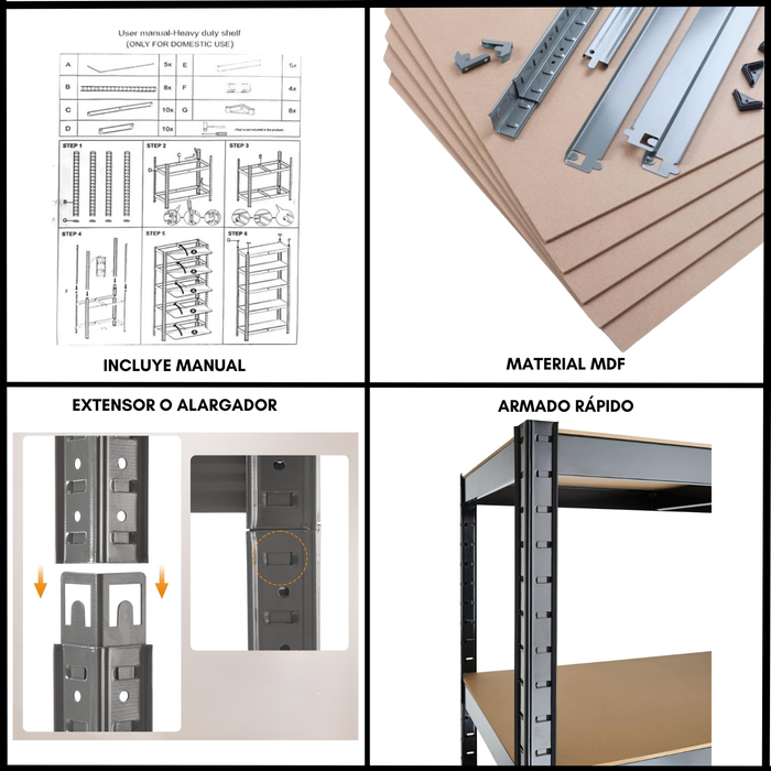 Estante Rack Metalico 180x90x40 Repisa Galvanizado 5 Niveles