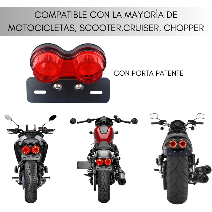 Foco Trasero Para Moto Porta Pantente Freno E Intermitentes