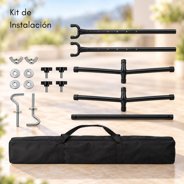 Hamaca Soporte Metal Ensamblado Portatil 2 Plazas 190x150cm