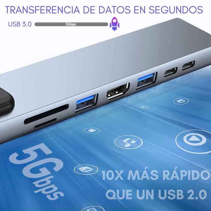 Hub Adaptador Usb Tipo C 8 En 1 Para Mac Macbook Windows