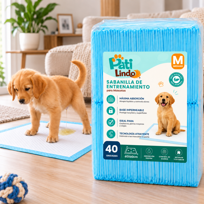 40 Pañales Sabanillas Entrenamiento Absorbentes Mascota Perros 60x60cm
