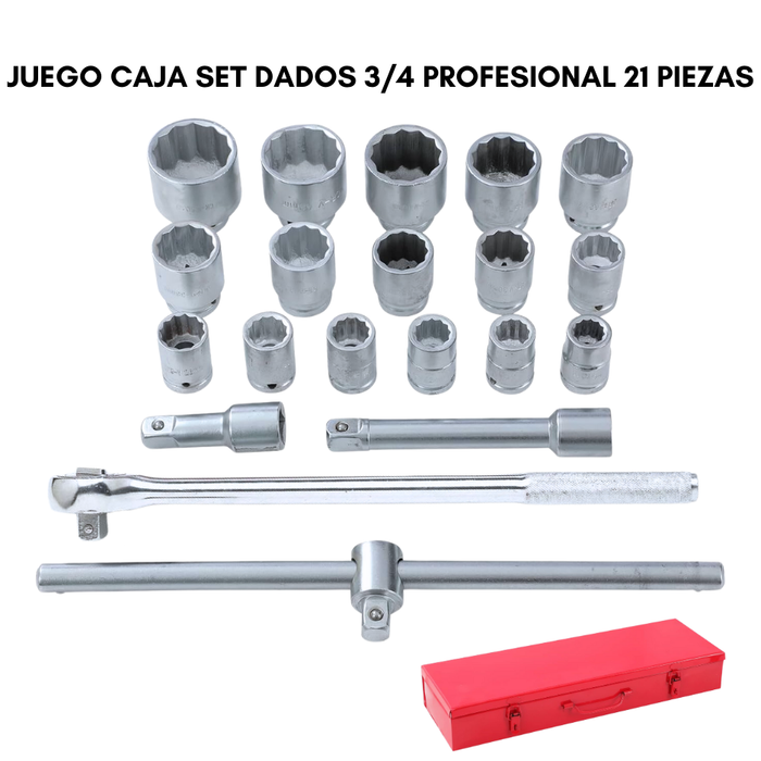 Juego Caja Set Dados 3/4 Profesional 21 Piezas Camion Auto